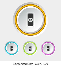 Business abstract template with gray circles colorful edging and money icons on light background vector illustration