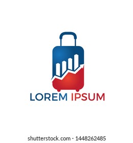 Business abstract travel bag logo symbol. Growth creative symbol concept. Increase, bank profit, grow up arrow abstract business logo. Stock finance market, progress line, graph chart icon.	