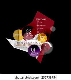Business abstract triangular infographics layout, 3d composition with options