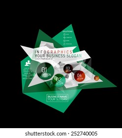 Business abstract triangular infographics layout, 3d composition with options
