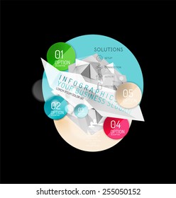 Business abstract triangular infographics layout, 3d composition with options