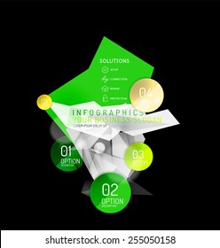 Business abstract triangular infographics layout, 3d composition with options