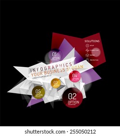 Diseño de infografías triangulares abstractas del negocio, composición 3d con opciones