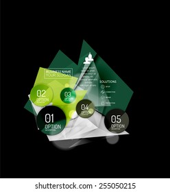 Diseño de infografías triangulares abstractas del negocio, composición 3d con opciones