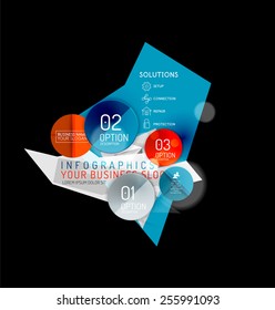 Business abstract triangular infographics layout, 3d composition with options