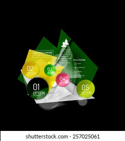 Business abstract triangular infographics layout, 3d composition with options