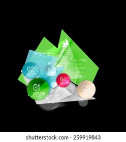 Business abstract triangular infographics layout, 3d composition with options