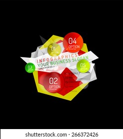 Diseño de infografías triangulares abstractas del negocio, composición 3d con opciones