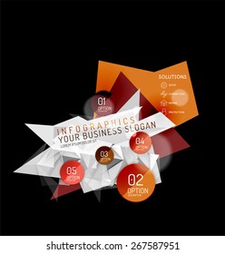 Business abstract triangular infographics layout, 3d composition with options
