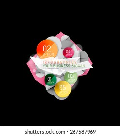 Business abstract triangular infographics layout, 3d composition with options