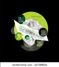 Diseño de infografías triangulares abstractas del negocio, composición 3d con opciones