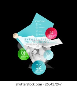 Business abstract triangular infographics layout, 3d composition with options
