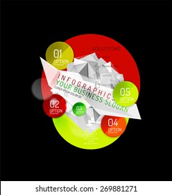 Business abstract triangular infographics layout, 3d composition with options