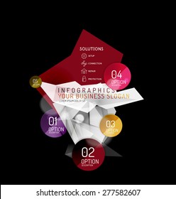 Business abstract triangular infographics layout, 3d composition with options