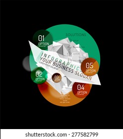 Diseño de infografías triangulares abstractas del negocio, composición 3d con opciones