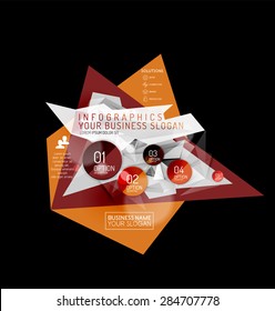 Business abstract triangular infographics layout, 3d composition with options