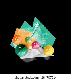 Business abstract triangular infographics layout, 3d composition with options