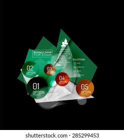 Business abstract triangular infographics layout, 3d composition with options