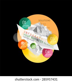 Business abstract triangular infographics layout, 3d composition with options