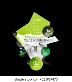 Business abstract triangular infographics layout, 3d composition with options