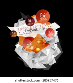 Abstraktes, dreieckiges Infografik-Layout, 3D-Komposition mit Optionen