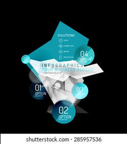 Abstraktes, dreieckiges Infografik-Layout, 3D-Komposition mit Optionen