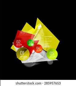 Business abstract triangular infographics layout, 3d composition with options