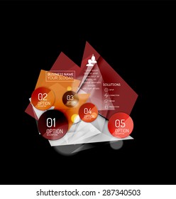 Business abstract triangular infographics layout, 3d composition with options