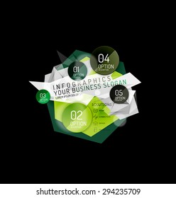 Diseño de infografías triangulares abstractas del negocio, composición 3d con opciones