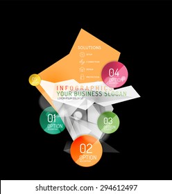 Business abstract triangular infographics layout, 3d composition with options