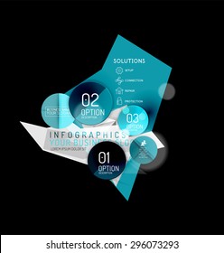 Business abstract triangular infographics layout, 3d composition with options
