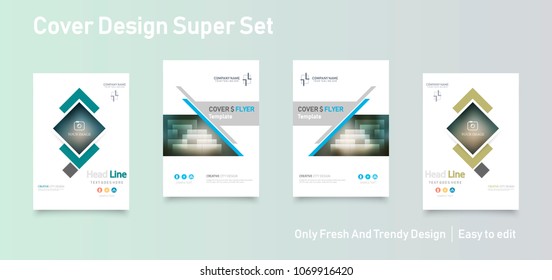 Business abstract vector template. Brochure design, cover modern layout, annual report, poster, flyer in A4 with colourful triangles, geometric shapes for tech, science, market with light background.