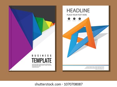 Business abstract vector template. Brochure design, cover modern layout, annual report, poster, flyer in A4 with colorful triangles, geometric shapes for tech, science, market with light background