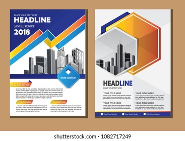 Business abstract vector template. Brochure design, cover modern layout, annual report, poster, flyer in A4 with colorful triangles, geometric shapes for tech, science, market with light background