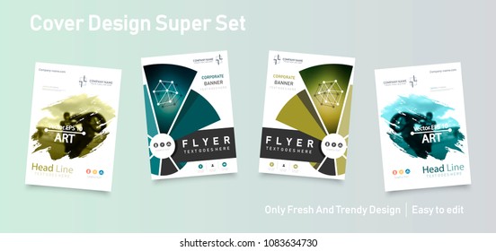 Business abstract vector template. Brochure design, cover modern layout, annual report, poster, flyer in A4 with colourful triangles, geometric shapes for tech, science, market with light background.