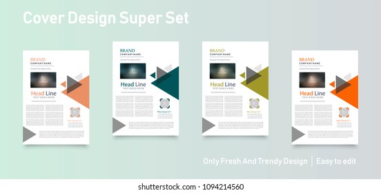 Business abstract vector template. Brochure design, cover modern layout, annual report, poster, flyer in A4 with colourful triangles, geometric shapes for tech, science, market with light background.