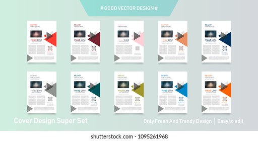 Business abstract vector template. Brochure design, cover modern layout, annual report, poster, flyer in A4 with colourful triangles, geometric shapes for tech, science, market with light background.