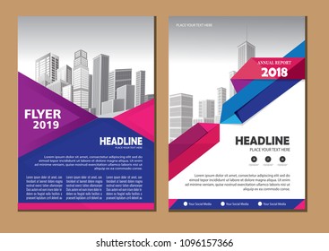 Business abstract vector template. Brochure design, cover modern layout, annual report, poster, flyer in A4 with colorful triangles, geometric shapes for tech, science, market with light background