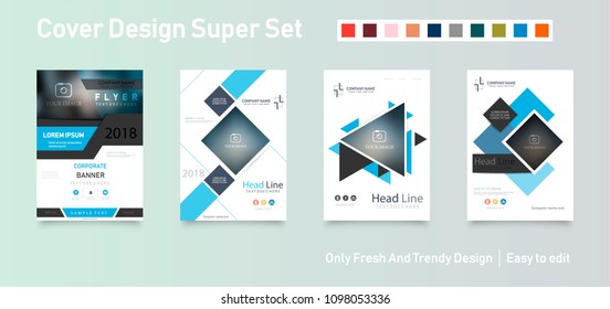 Business abstract vector template. Brochure design, cover modern layout, annual report, poster, flyer in A4 with colourful triangles, geometric shapes for tech, science, market with light background.
