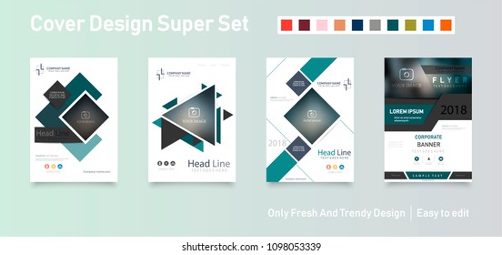 Business abstract vector template. Brochure design, cover modern layout, annual report, poster, flyer in A4 with colourful triangles, geometric shapes for tech, science, market with light background.