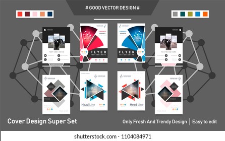 Business abstract vector template. Brochure design, cover modern layout, annual report, poster, flyer in A4 with colourful triangles, geometric shapes for tech, science, market with light background.