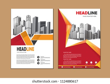 Business abstract vector template. Brochure design, cover modern layout, annual report, poster, flyer in A4 with colorful triangles, geometric shapes for tech, science, market with light background