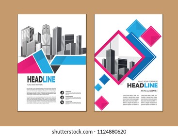 Business abstract vector template. Brochure design, cover modern layout, annual report, poster, flyer in A4 with colorful triangles, geometric shapes for tech, science, market with light background