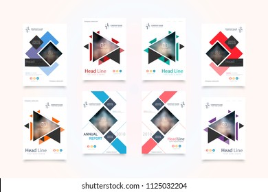 Business abstract vector template. Brochure design, cover modern layout, annual report, poster, flyer in A4 with colourful triangles, geometric shapes for tech, science, market with light background.