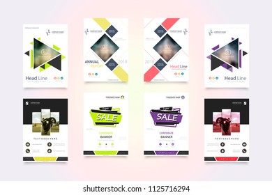 Business abstract vector template. Brochure design, cover modern layout, annual report, poster, flyer in A4 with colourful triangles, geometric shapes for tech, science, market with light background.