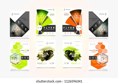 Business abstract vector template. Brochure design, cover modern layout, annual report, poster, flyer in A4 with colourful triangles, geometric shapes for tech, science, market with light background.