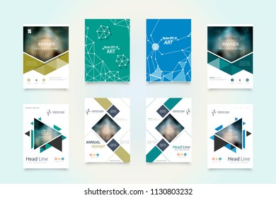 Business abstract vector template. Brochure design, cover modern layout, annual report, poster, flyer in A4 with colourful triangles, geometric shapes for tech, science, market with light background.