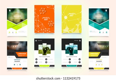 Business abstract vector template. Brochure design, cover modern layout, annual report, poster, flyer in A4 with colourful triangles, geometric shapes for tech, science, market with light background.