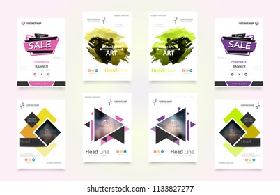 Business abstract vector template. Brochure design, cover modern layout, annual report, poster, flyer in A4 with colourful triangles, geometric shapes for tech, science, market with light background.