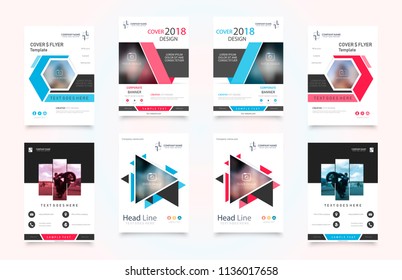 Business abstract vector template. Brochure design, cover modern layout, annual report, poster, flyer in A4 with colourful triangles, geometric shapes for tech, science, market with light background.